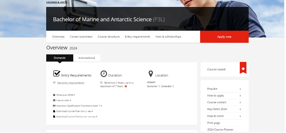 Bachelor Of Marine And Antarctic Science