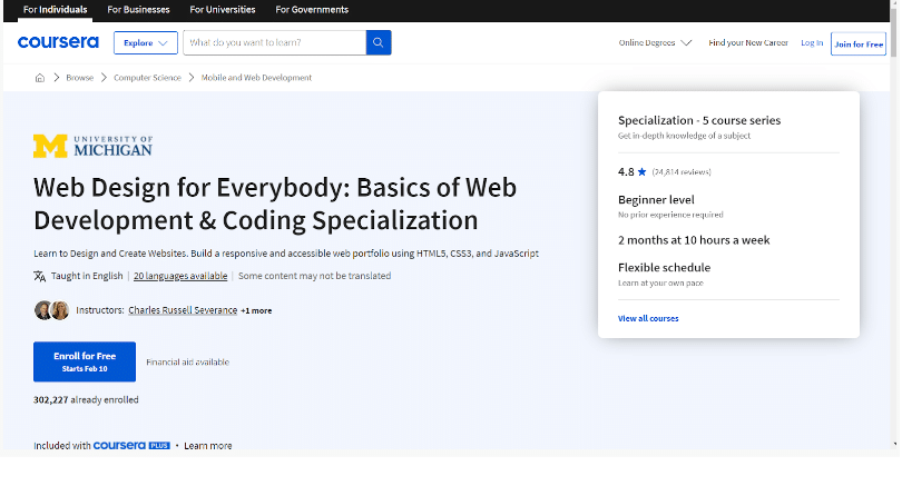 User Experience For The Web - Coursera