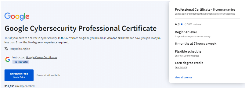 Best Coursera Certificates - Cybersecurity Professional Certificate
