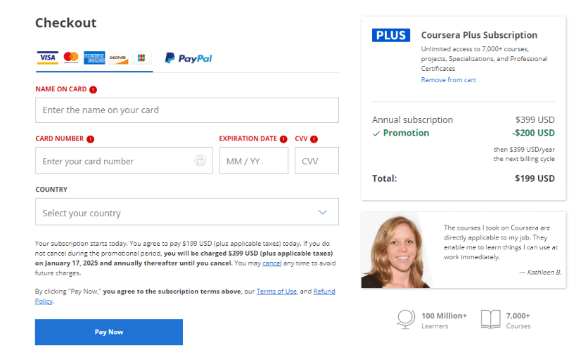 Coursera Plus Discount - Payment