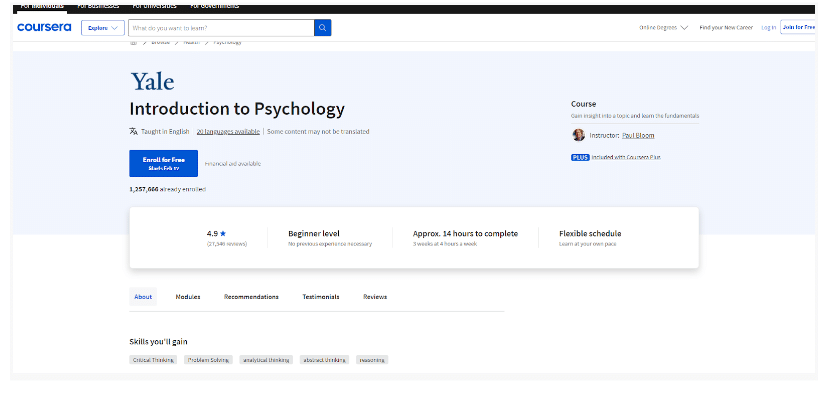 Foundation Of Psychology  - Introduction Of Psychology By Yale University