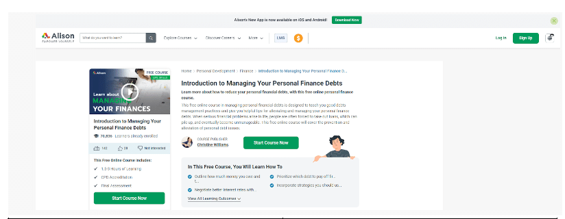 Introduction To Managing Your Personal Finance Debts On Alison