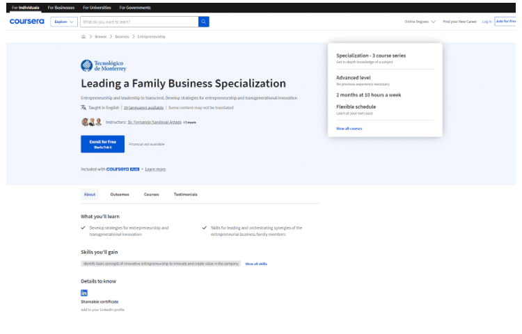 Leading a Family Business Specialization