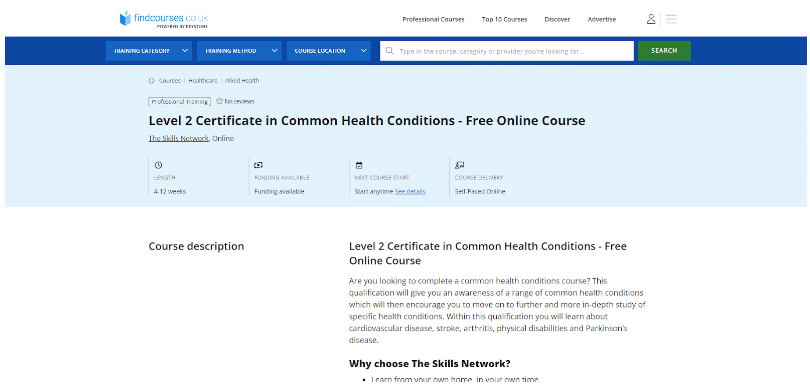 Level 2 Certificate In Common Health Conditions 
