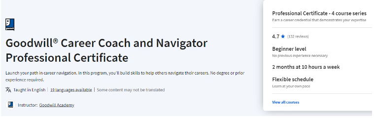 Goodwill® Career Coach and Navigator Professional Certificate