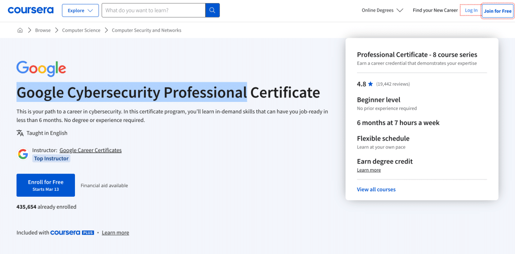 Cybersecurity Professional Certificate