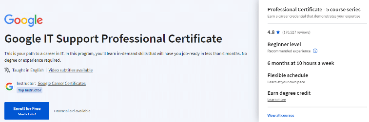  Google IT Support Professional Certificate