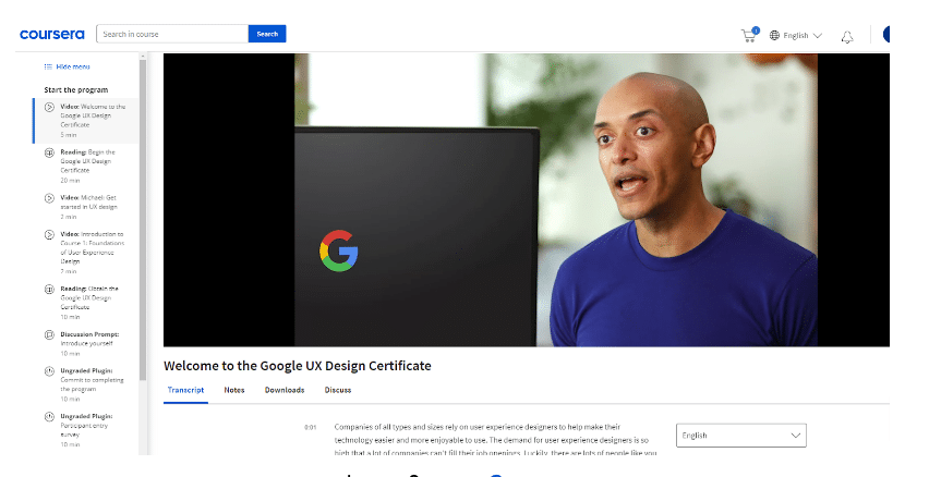 Google UX Design Certificate Course