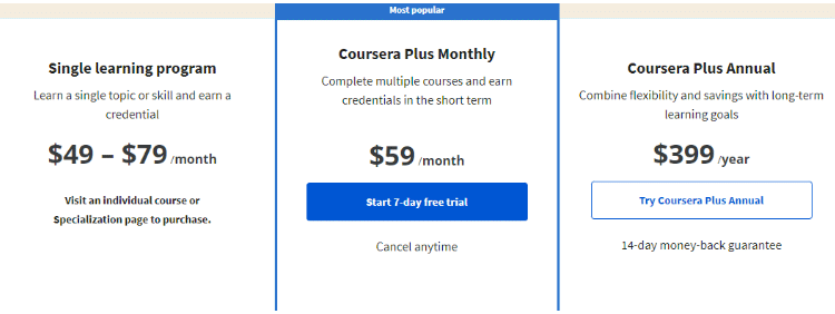 Coursera Pricing