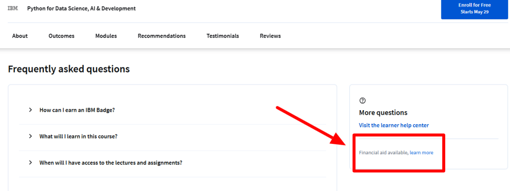 Coursera Financial AId Option